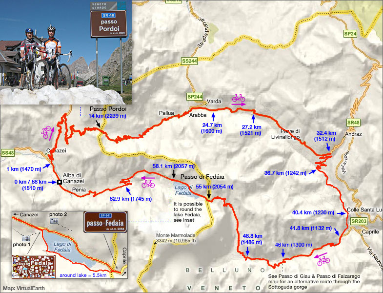 Map of Pordoi and Fedaia
