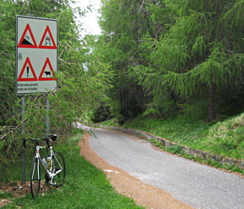 Warning signs at Monte Padrio dsescent