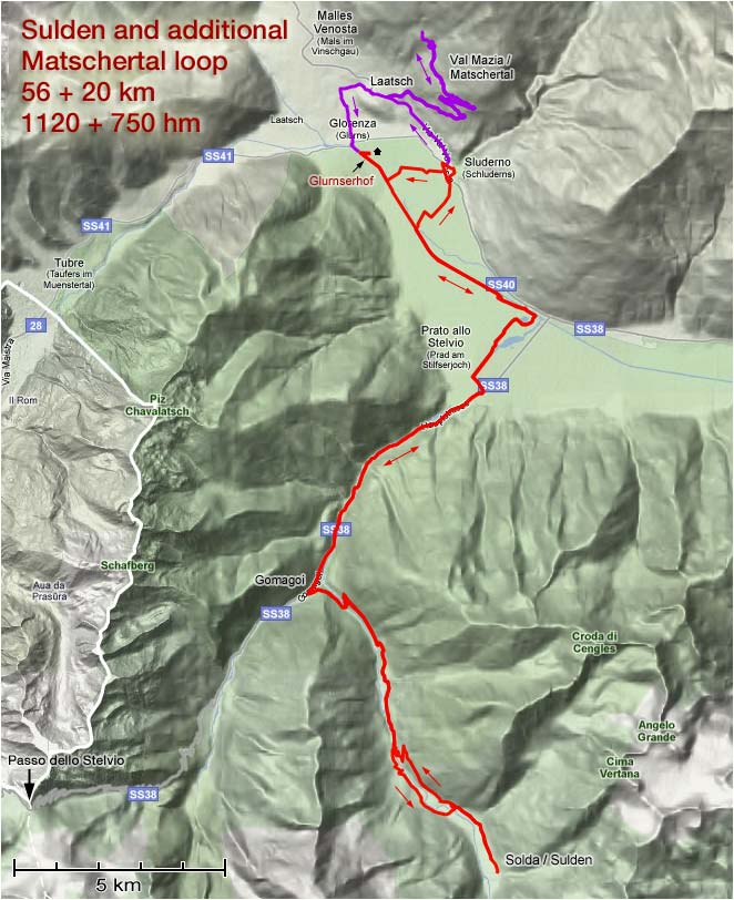 Sulden and Matschertal map